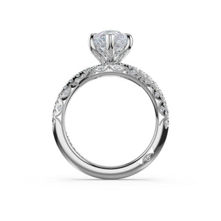 Pavé Bypass Pear Engagement Ring in 18kt White Gold