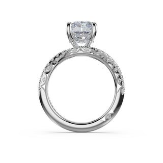 Pavé Bypass Radiant Engagement Ring in Platinum