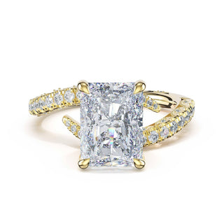 Pavé Bypass Radiant Engagement Ring in 18kt Yellow Gold