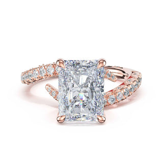 Pavé Bypass Radiant Engagement Ring in 18kt Rose Gold