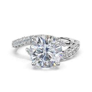 Pavé Bypass Round Engagement Ring in Platinum
