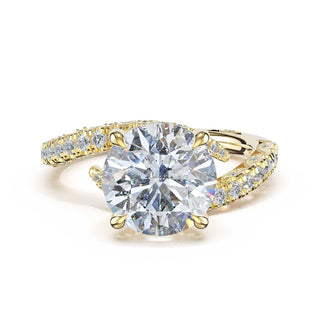 Pavé Bypass Round Engagement Ring in 14kt Yellow Gold