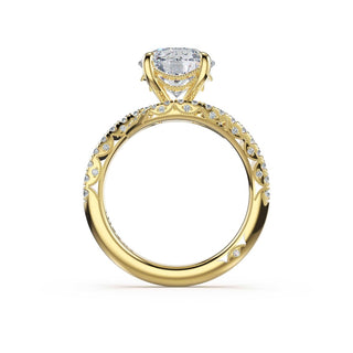 Pavé Bypass Round Engagement Ring in 14kt Yellow Gold