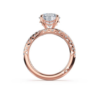 Pavé Bypass Round Engagement Ring in 14kt Rose Gold