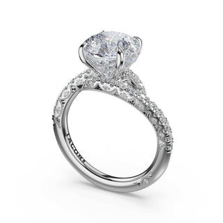Pavé Bypass Round Engagement Ring in 14kt White Gold