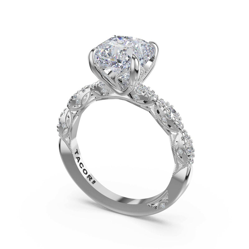 Sculptural Cushion Solitaire Engagement Ring in 14kt White Gold