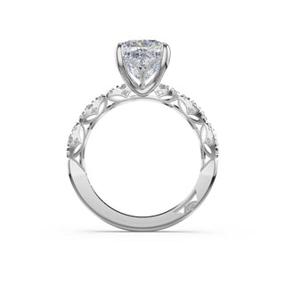 Sculptural Cushion Solitaire Engagement Ring in Platinum