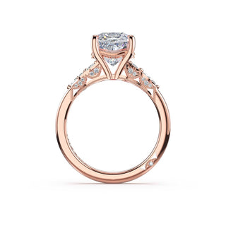 Asymmetrical Cluster Cushion Engagement Ring in 18kt Rose Gold
