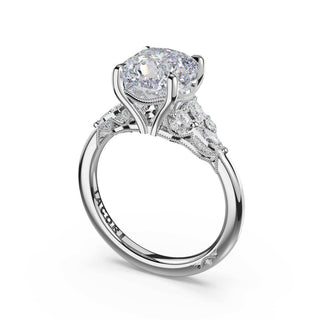 Asymmetrical Cluster Cushion Engagement Ring in 18kt White Gold