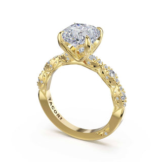 Sculptural Cushion Solitaire Engagement Ring in 14kt Yellow Gold