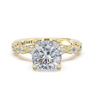 Sculptural Cushion Solitaire Engagement Ring in 14kt Yellow Gold