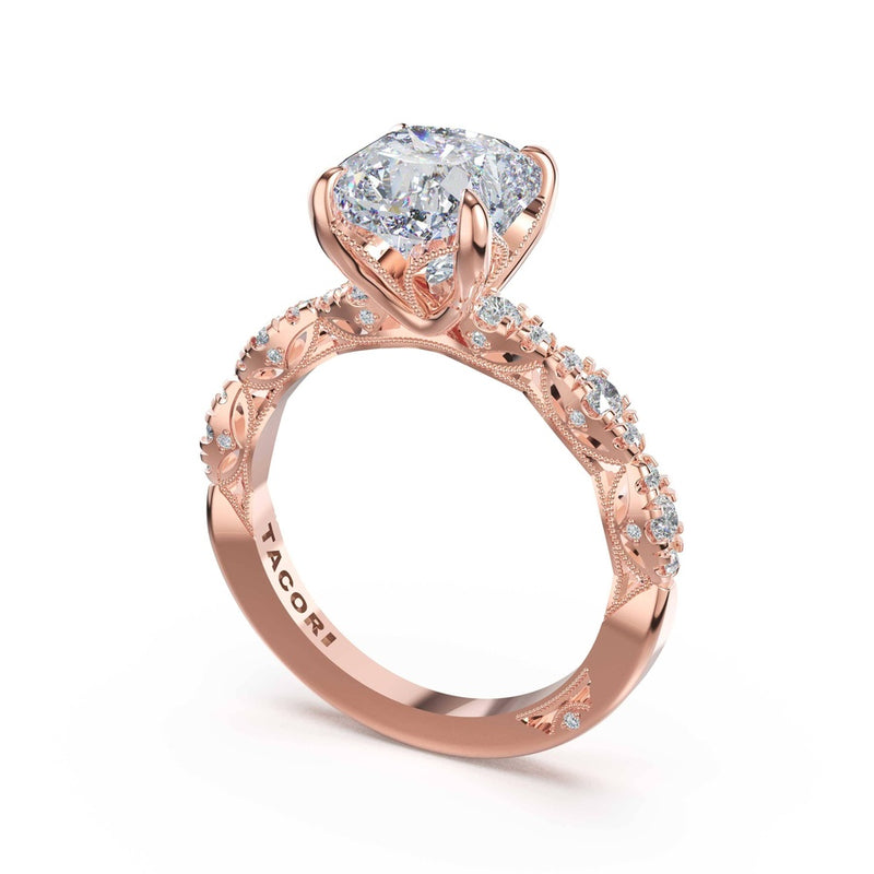 Sculptural Cushion Solitaire Engagement Ring in 18kt Rose Gold