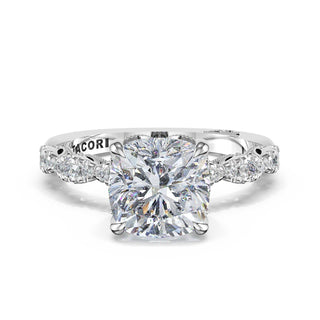 Sculptural Cushion Solitaire Engagement Ring in 18kt White Gold