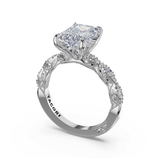 Sculptural Emerald Solitaire Engagement Ring in Platinum