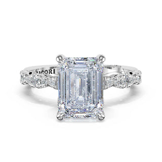 Sculptural Emerald Solitaire Engagement Ring in Platinum