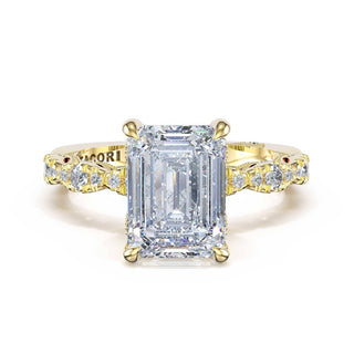 Sculptural Emerald Solitaire Engagement Ring in 14kt Yellow Gold