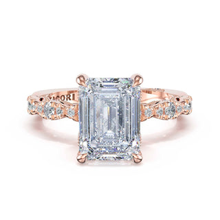 Sculptural Emerald Solitaire Engagement Ring in 14kt Rose Gold