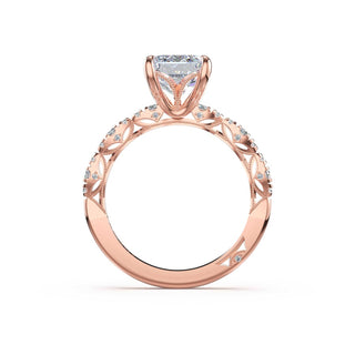 Sculptural Emerald Solitaire Engagement Ring in 14kt Rose Gold