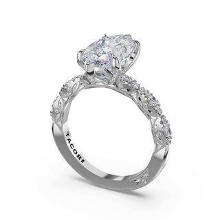 Sculptural Marquise Solitaire Engagement Ring in Platinum