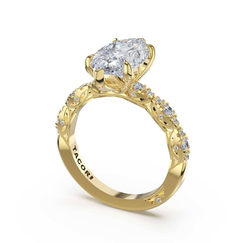 Sculptural Marquise Solitaire Engagement Ring in 18kt Yellow Gold