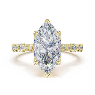 Sculptural Marquise Solitaire Engagement Ring in 18kt Yellow Gold