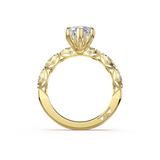 Sculptural Marquise Solitaire Engagement Ring in 18kt Yellow Gold