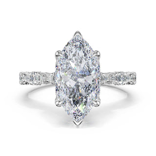 Sculptural Marquise Solitaire Engagement Ring in 18kt White Gold