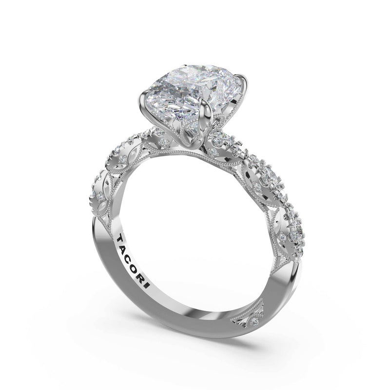 Sculptural Oval Solitaire Engagement Ring in 14kt White Gold