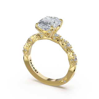 Sculptural Oval Solitaire Engagement Ring in 14kt Yellow Gold
