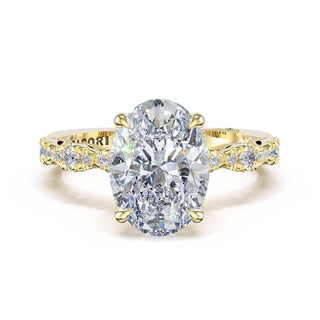 Sculptural Oval Solitaire Engagement Ring in 14kt Yellow Gold