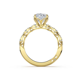 Sculptural Oval Solitaire Engagement Ring in 14kt Yellow Gold