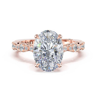 Sculptural Oval Solitaire Engagement Ring in 14kt Rose Gold