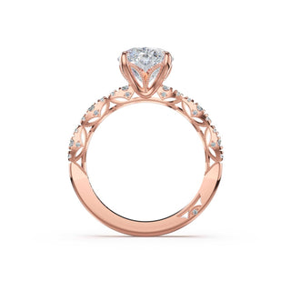Sculptural Oval Solitaire Engagement Ring in 14kt Rose Gold