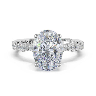 Sculptural Oval Solitaire Engagement Ring in 14kt White Gold