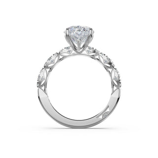 Sculptural Oval Solitaire Engagement Ring in 14kt White Gold