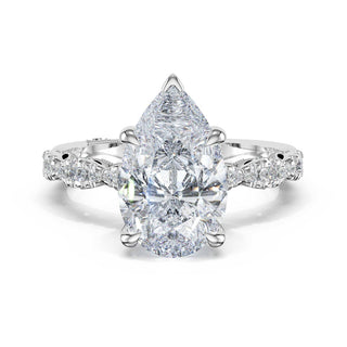 Sculptural Pear Solitaire Engagement Ring in Platinum