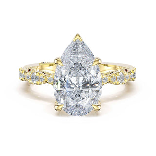 Sculptural Pear Solitaire Engagement Ring in 14kt Yellow Gold