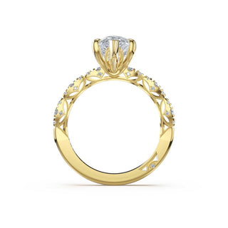 Sculptural Pear Solitaire Engagement Ring in 14kt Yellow Gold