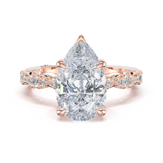Sculptural Pear Solitaire Engagement Ring in 18kt Rose Gold