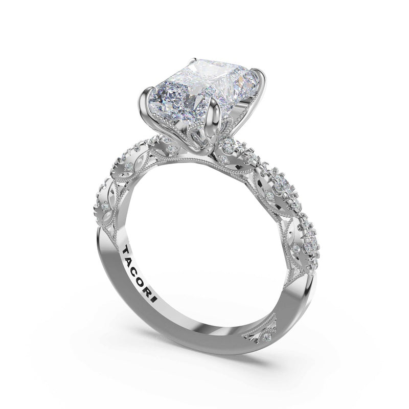 Sculptural Radiant Solitaire Engagement Ring in 14kt White Gold