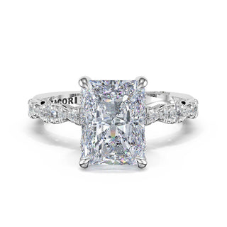 Sculptural Radiant Solitaire Engagement Ring in Platinum