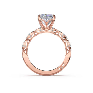 Sculptural Radiant Solitaire Engagement Ring in 14kt Rose Gold