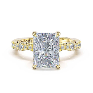 Sculptural Radiant Solitaire Engagement Ring in 18kt Yellow Gold