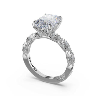 Sculptural Radiant Solitaire Engagement Ring in 18kt White Gold