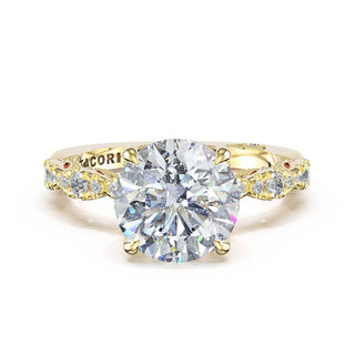 Sculptural Round Solitaire Engagement Ring in 14kt Yellow Gold