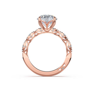 Sculptural Round Solitaire Engagement Ring in 14kt Rose Gold