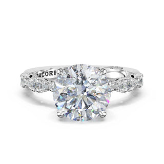 Sculptural Round Solitaire Engagement Ring in 14kt White Gold