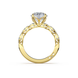 Sculptural Round Solitaire Engagement Ring in 18kt Yellow Gold