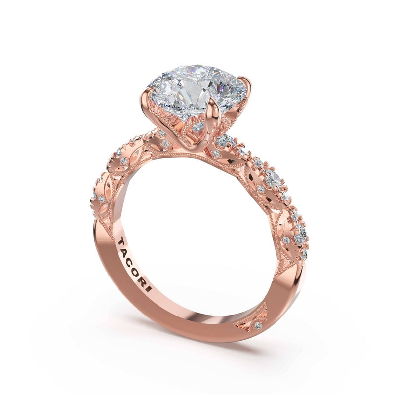 Sculptural Round Solitaire Engagement Ring in 18kt Rose Gold
