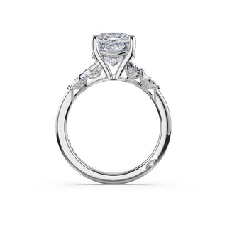 Sapphire Cluster Cushion Engagement Ring in 14kt White Gold